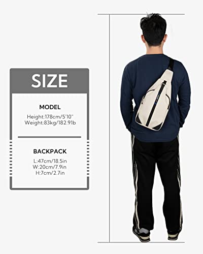 WATERFLY Medium Crossbody Sling Backpack Anti Theft Backpack for Traveling Chest Shoulder Bag - color: White(medium)