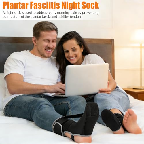 2026 Upgraded Plantar Fasciitis Night Splint & Relief Brace with Massage Ball for Plantar Fasciitis Relief,Plantar Fasciitis Brace for Women Men with Arch Support for Achilles,Thin & Breathable Drop Foot Brace for Men Women, Fits Left or Right Foot, S/L (
