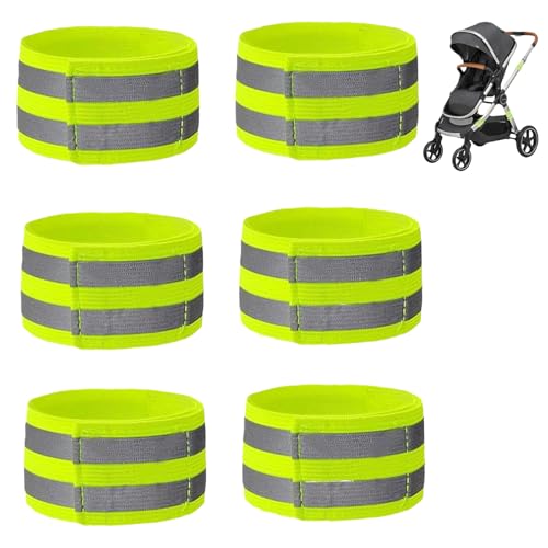 6-Pack Elastic Reflective Bands for Strollers, High Visibility Safety Reflectors with Adjustable for Night Walking, Running, Cycling, Baby Gear