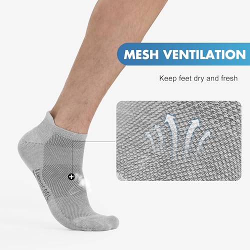 BAMBOO COOL Mens Athletic Ankle Socks Moisture Wicking Cushioned 8 Pack - color: 4*black/4*grey, size: Large