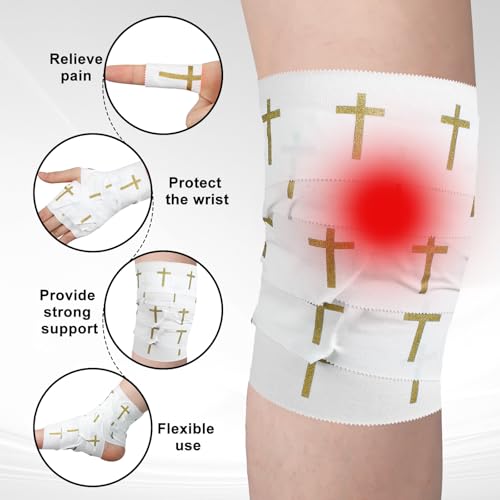 Geiserailie Christian Cross Athletic Tape Religious Sport Wrap,Gold - color: Gold