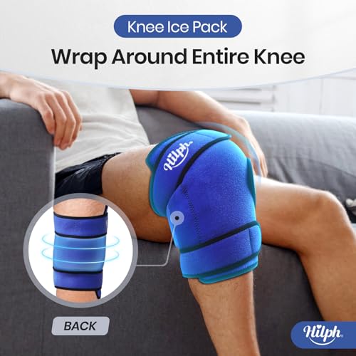 Hilph Knee Ice Pack Wrap, Adjustable Knee Brace with 2 Gel Ice Packs, Blue - color: Blue