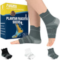 3 Pairs Plantar Fasciitis Socks Ankle Compression Sleeve with Arch Support - color: 1 Black+1 White+1 Gray（3 pairs）, size: Small