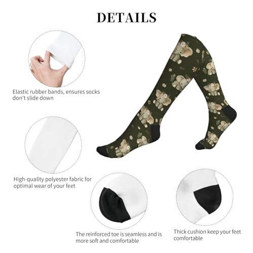 Cute Compression Socks Knee High Support Stockings Women Men - color: Cute Elephant
