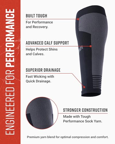 MudGear Compression Calf Sleeves, Premium Support for Running and Recovery, for Spartan Race, Trail and OCR Athletes, 1 Pair - size: Small-Medium
