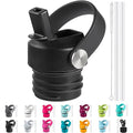 RRegeny Straw Lid fits Hydro Flask Standard Mouth, 21 24 oz, Sports Flex Cap Water Bottle Accessories Replacement Top - color: Black+1pack