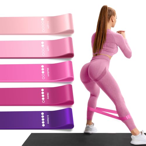 Resistance Bands for Working Out, 5 Levels Exercise Bands Set - color: Pink