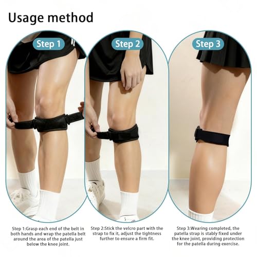 2 Pack Patella Tendon Knee Straps, Knee Brace for Women & Men with Extra Straps, Patella Bands for Pain Relief, Osgood Schlatter, Jumper’s Knee, Tendonitis, Running, Basketball, Volleyball