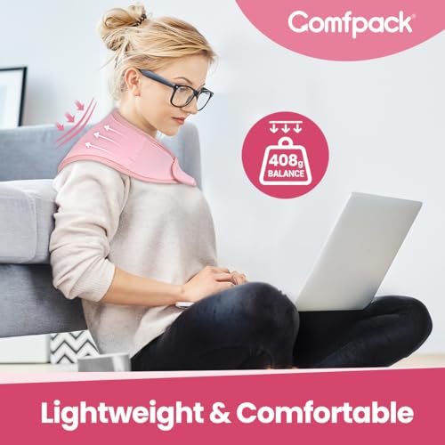 Comfpack Neck Ice Pack Wrap, Flexible Gel Neck Cooling Pack for Pain Relief, Cervical Injury Hot Cold Compression Therapy for Sport Injury, Swelling, Inflammation - color: Pink