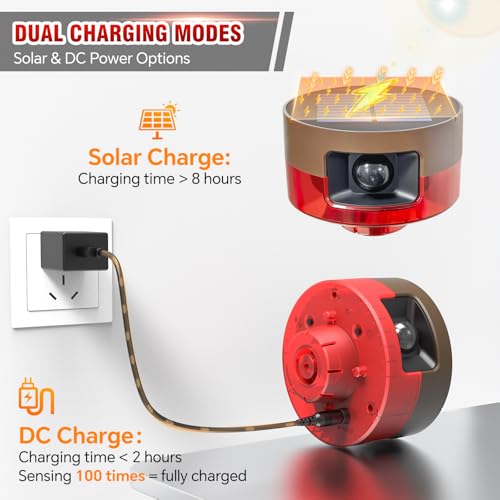 Solar Outdoor Motion Sensor Alarm-Dog Barking or Gunshot Sound