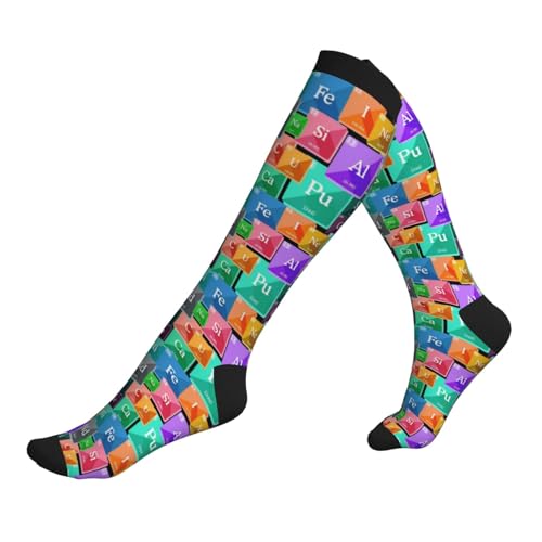 Compression Socks Knee High Circulation Support Socks For Women Men Athletic Running Work Hiking Cycling Travel - color: Chemistry