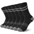 YSense 6 Pairs Crew Socks for Women, Hiking Running Compression Socks - color: Black