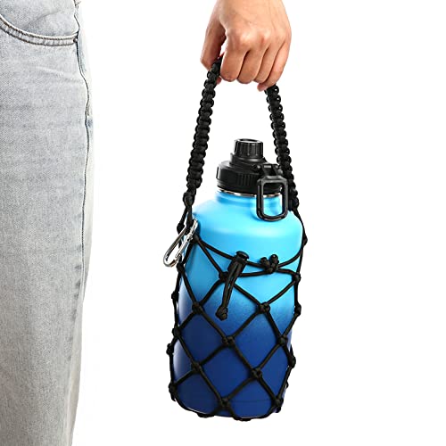 Water Bottle Carrier Strap Wine Cup Holder for Sports Bottle Sling Water Flask 17-25oz 32oz-40oz 64oz - color: Black (For 64oz)