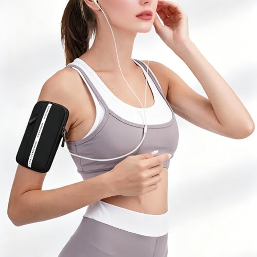 3-in-1 Multi-Function Phone Bag: Sports Armband + Small Crossbody Body Bag + Outdoor Hanging Pack for Running, Walking, Hiking, Gym, Travel (Fits iPhone & Android) - color: Black-Reflective Style