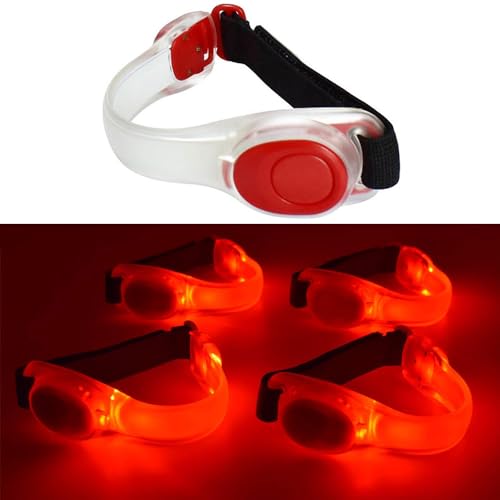 Premium LED Light Up Armband, Reflective Adjustable Wearable Silicone Running Belt Strap/Waterproof Glow in The Dark for Running Jogging Walking Cycling Concert Camping Outdoor Sports - color: Red - 2 Packs