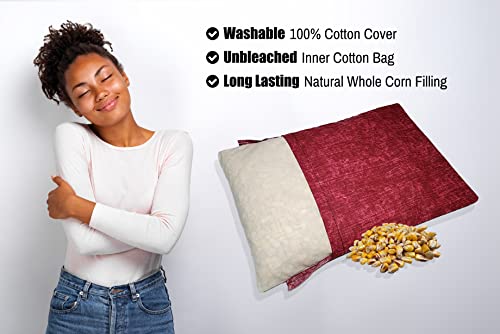 Microwavable Corn Filled Heating Pad and Cold Pack/Washable 100% Cotton Cover (Cross Hatch - Wine, 7.5in W x 11in L) - size: 7.5in W x 11in L, style: Cross Hatch - Wine