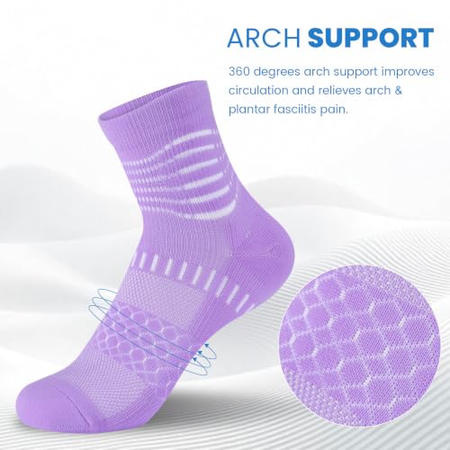 IRAMY Ankle Compression Socks Women Men Plantar Fasciitis Relief 3/5 Pairs - color: Hot Pink+white-hot Pink+purple(3 Pairs), size: Medium