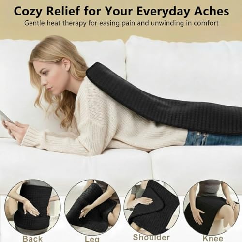 Extra Large Heating Pad for Back Pain Relief - 20"x40" Full Body Heating Pad with 9 Heat Settings, 4 Timers & Auto Shut Off - Moist/Dry Heat Therapy for Neck & Shoulder, Gifts for Women Men - color: A.black & White 20x40 "
