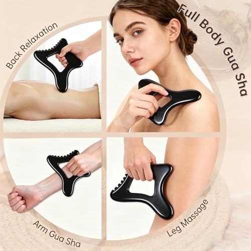 Body Gua Sha Tool Large Gua Sha Body Tool Cellulite Massage Tool (Resin) - color: Black