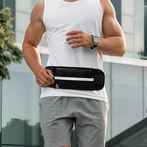 Running Waist Pack, Running Belts for Women and Men for Hanging Mobile Phone Water Bottle with Adjustable Strap for Exercise(Black) - color: black