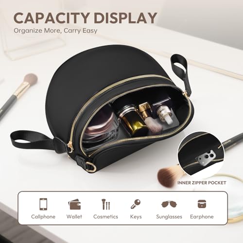 Cross Body Bag for Women Bum Bag Checkered Belt Bags Fanny Packs for Girls Travel Purse Fashion Waist Packs Crossbody Nylon Purse Trendy Shoulder Bags for Womens - color: Black