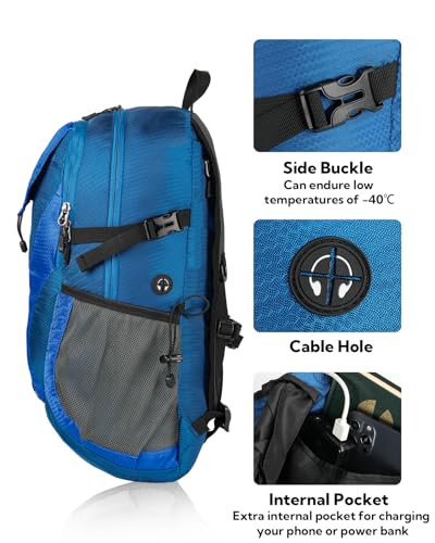 WATERFLY Lightweight Packable Hiking Backpack, 30L Day Pack - color: Deep Blue