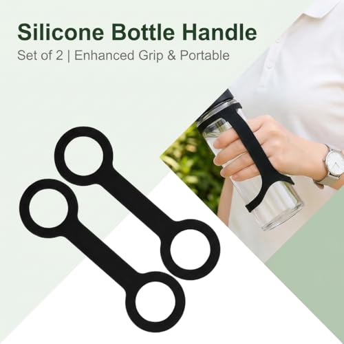 2 Pack Universal Silicone Water Bottle Non-Slip Handle Strap Carrier Grip