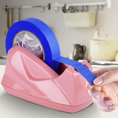 Acrimet Desktop Tape Dispenser Jumbo Size, Non-Skid Base, Plastic, Pink - color: Flower Butterfly Lily:pink