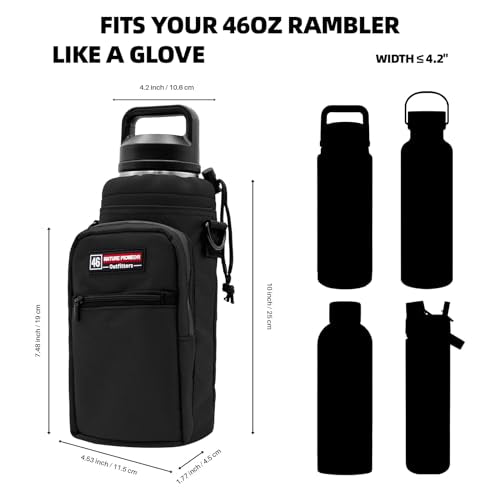 NATURE PIONEOR 26-128 oz Insulated Water Bottle Carrier Holder with Strap - color: Black, size: 40-46oz