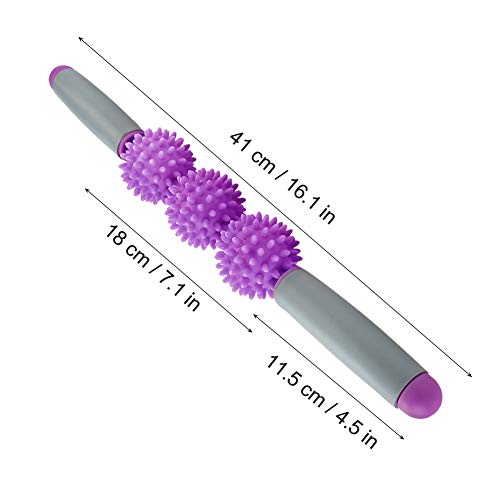 Muscle Roller Stick - Yoga Stick Muscle Roller Stick Cellulite Spiky Ball for Back Arms Shoulder Leg(Purple) - color: Purple