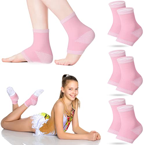 Tarpop 3 Pair Girls Ankle Brace Compression Sleeves, Pink, Medium - color: Pink, size: Medium