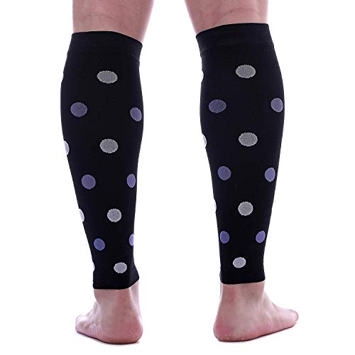 Doc Miller Calf Compression Sleeves 20-30 mmHg for Women & Men, 1 Pair - color: Black/Violetwhite, size: X-Large