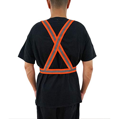 Safety Vest with 5 Pack,Reflective Belts Provides High Visibility for Men and Women,Ultralight and Comfy for Walking - color: Orange