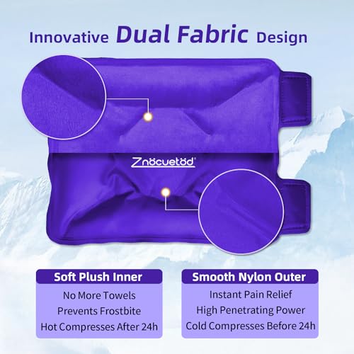 ZNÖCUETÖD Enhanced Knee Ice Pack Wrap for Pain Relief, Large Gel Ice Pack for Knee Leg Injuries Reusable with Cold Compression for Tendonitis, Arthritis, Swelling, Bruises, Surgery Recovery, Purple - color: Purple