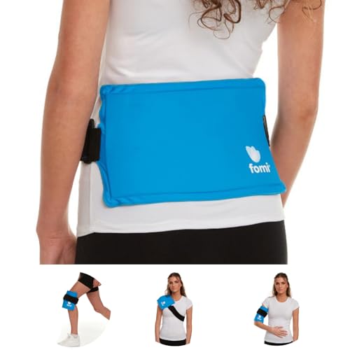 Premium Hot Cold Solid Gel Ice Pack by FOMI Care | Cool Compress for Lower Back, Shoulder, Knee, Stomach | Coccyx, Sciatica, Tailbone Pain Relief | Flexible, Reusable Heating Pad | Adjustable - color: 1 Pack Light Blue - Solid Gel
