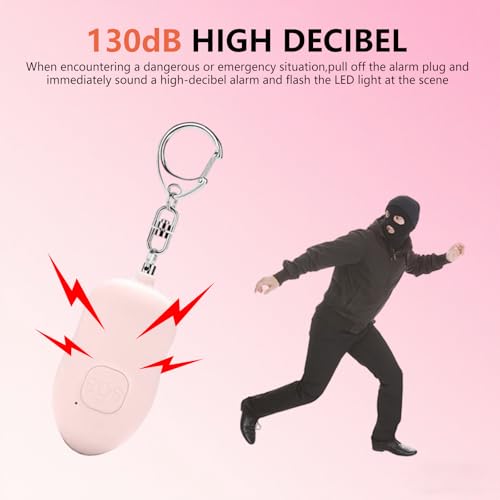 Personal Safety Alarm for Women,2Pack 130dB Self Defense Keychain - color: Black+Pink