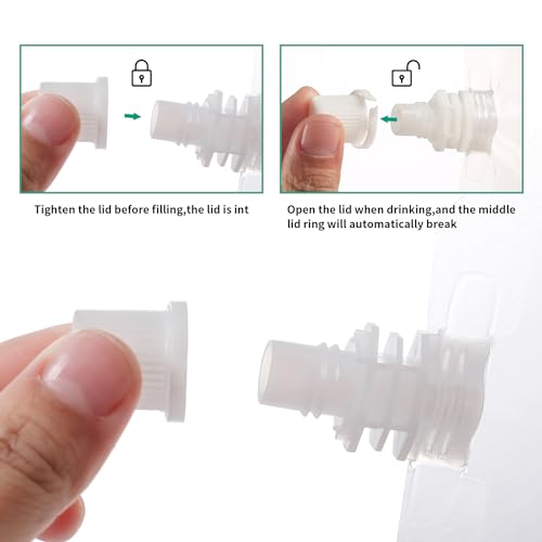 OHMAXHO Plastic Flasks, Reusable Drink Pouches, Leak-Proof for Travel, Outdoor Sports, Running enthusiasts, Concerts, Events (8OZ-16OZ-32OZ,16PCS) - color: D【8OZx6PCS+16OZx6PCS+32OZx4PCS】