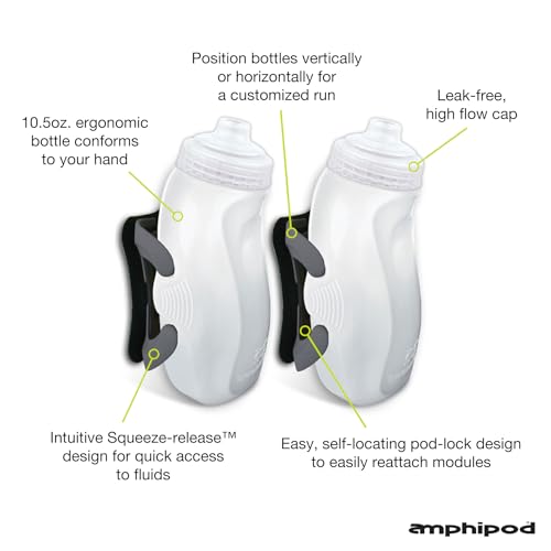 Amphipod RunLite Xtech Hydration System, 2x10.5oz Bottles, Jett-Lock Cap - color: Clear/Charcoal