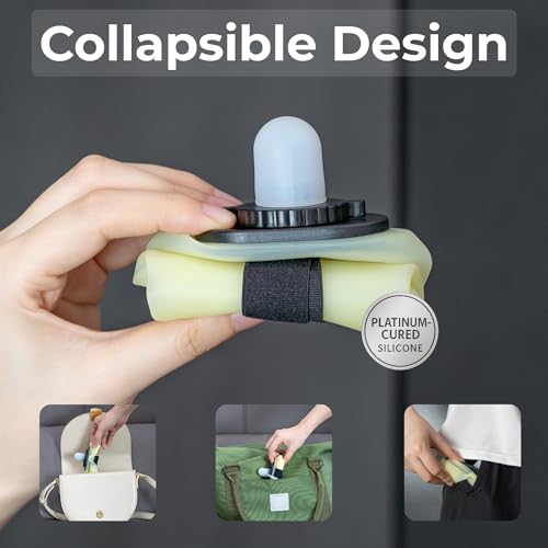 Handheld Running Water Bottle, Collapsible Silicone Foldable 350mL - color: Translucent Yellow