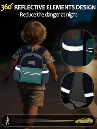 Toddler Backpack with Leash for Boys Girls Kids Kindergarten Nursery, 11” Baby Leash Backpack with Reflective, Toddler Bookbag with Anti-Lost Harness for Walking, Mint Blue - color: 1-mint Blue