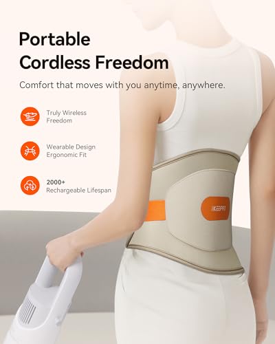IKEEPFIT Portable Heating Pad for Back Pain Relief, FSA Eligible HSA Gift - color: Beige