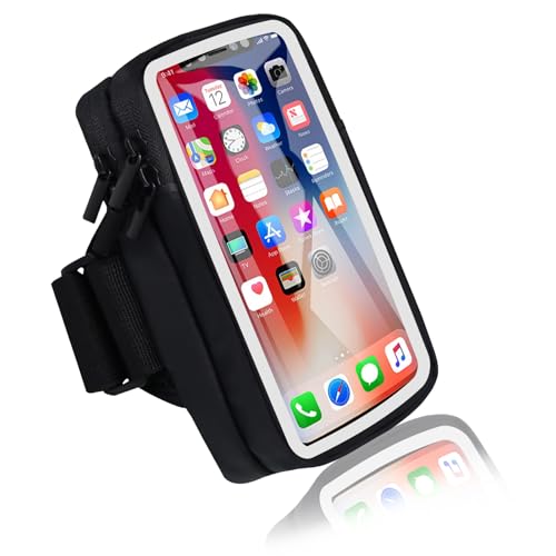 Phone Holder for Running Armband Cell Phone Holder iPhone 16 16e 15 14 13 12 11 Pro Max Xs Xr X Plus SE Mini Galaxy Ultra S25 Note, Sports Arm Bag Bands Fit Exercise Gym Workout Runner Hiking