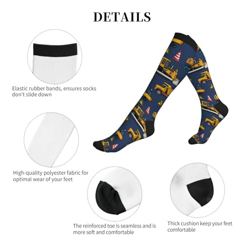 Compression Socks Knee High Circulation Support Socks For Women Men Athletic Running Work Hiking Cycling Travel - color: Construction