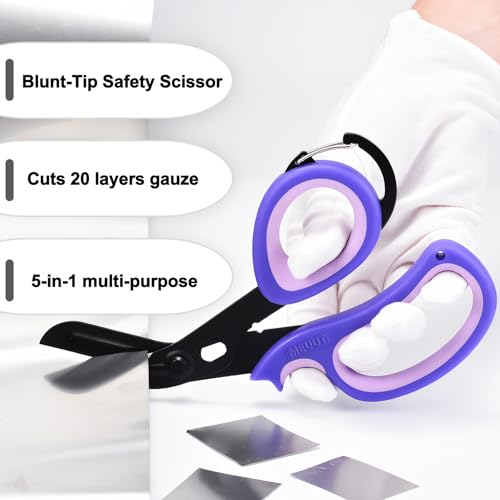 MEUUT Trauma Shears with Carabiner 7.5 Inch 2-Pack Medical Scissors - color: Purple/Purple+purple/Purple