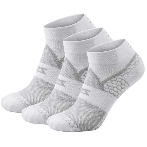 Zensah Grit 2.0 Compression Running Socks for Men and Women - color: 3 Pairs - White, size: Medium
