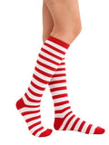 Women's Knee High Athletic Socks Casual Stripes Tube Socks Outdoor Sport Socks - color: White+red Stripeue- 1 Pack