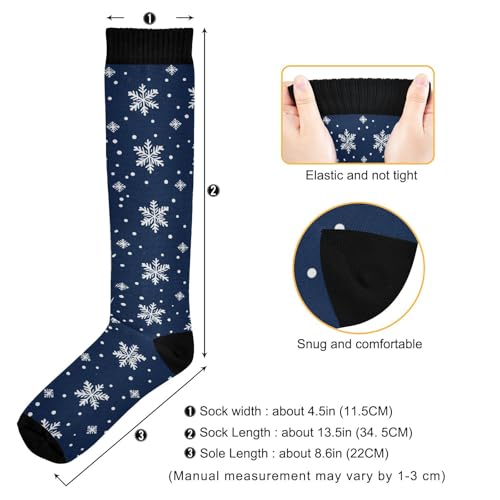 Snowflake Red Christmas Compression Sock for Women Men Funny Support Knee High Socks Running,Nurses,Travel - color: Blue Snowflake