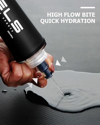 WRELS TPU Soft Flask Lightweight Portable Reusable Water Bottle,BPA Free Collapsible Flask for Hydration Pack in Running Hiking Cycling and Marathon - color: Black-150ML*2