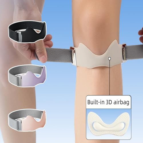 Airbag patellar tendon support Strap, Adjustable breathable anti slip Knee Brace for Tendonitis Pain knee Relief Exercise, run, hike,play ball, high jump, climb,ride 2 Packs (Black-2pc) - color: Black-2pc