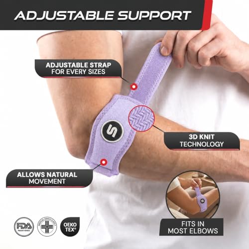 Sleeve Stars Tennis Elbow Brace Men & Women, 9"-23" (Single/Light Purple) - color: Light Purple